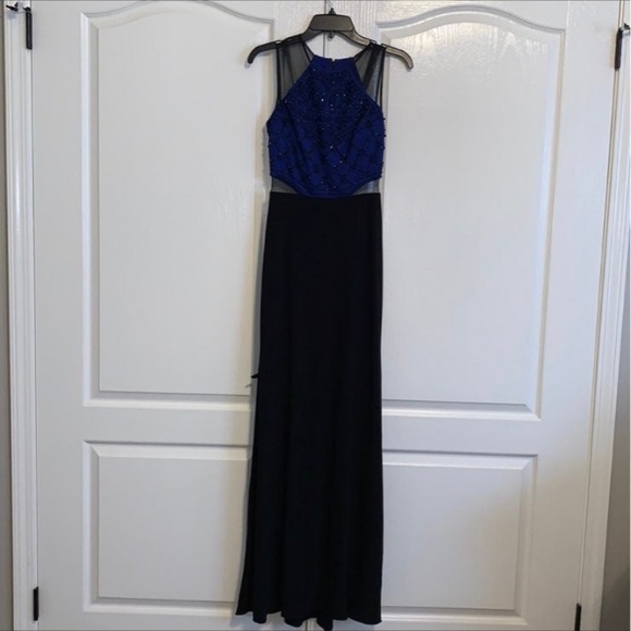 Blue and black Formal dress with beaded top - Picture 3 of 6